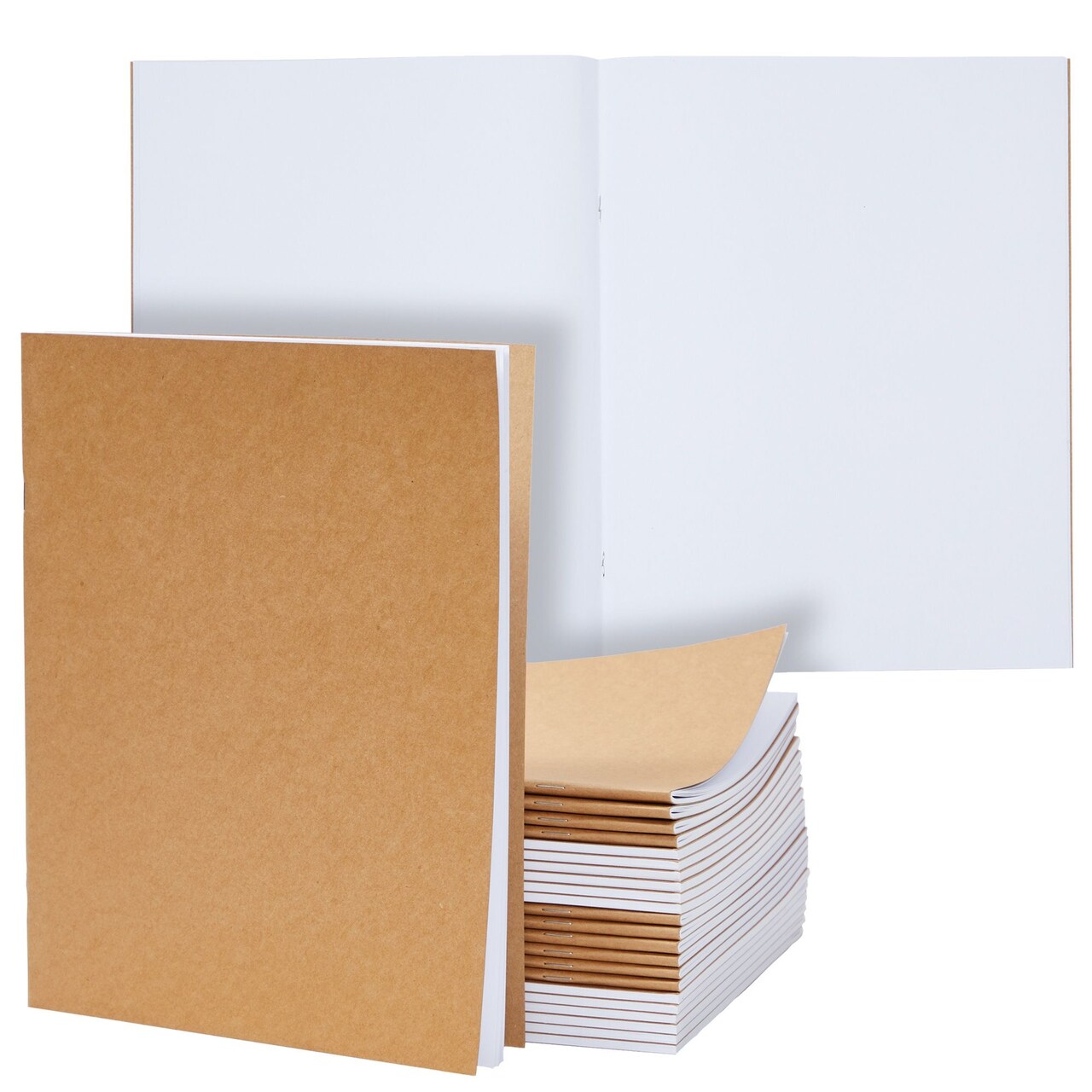 24-Pack Large Kraft Paper Unlined Notebook 8.5 x 11, Letter Size Blank  Inside Journals Bulk Set for Kids, Artists, Drawing, Sketchbook, Office